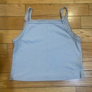 American Eagle Outfitters Blue Ribbed Lace Tank